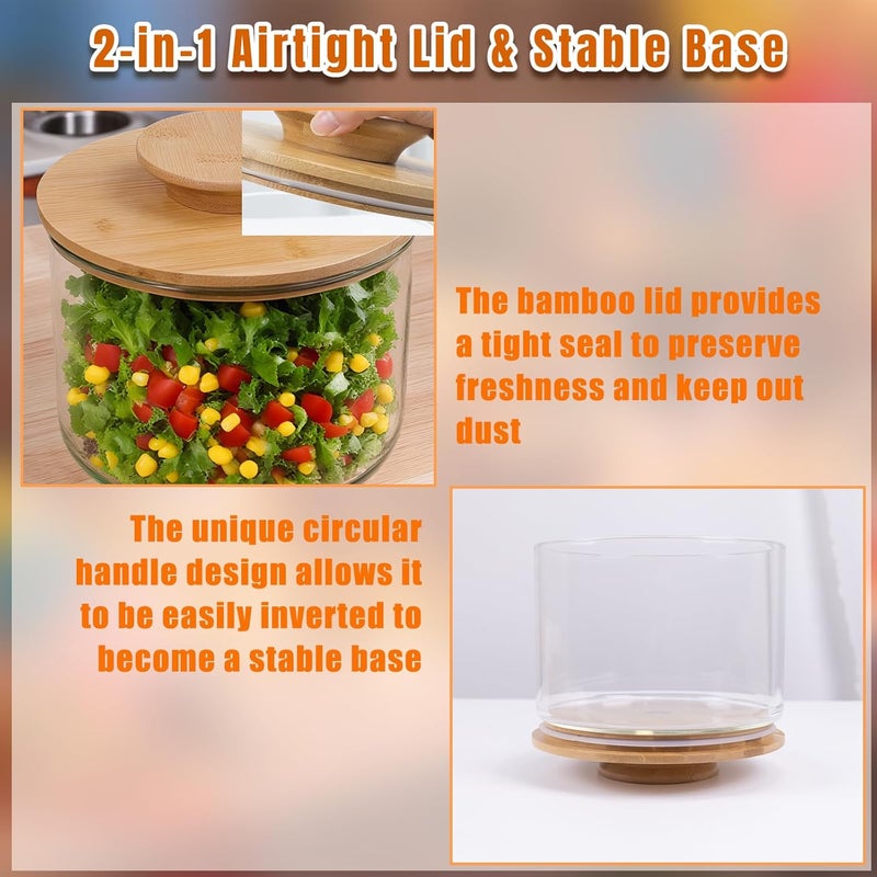 DigNew 141oz Trifle Bowl with Lid, High Borosilicate Glass Serving Bowls with Lids & Bamboo Cover, 2-in-1 Pedestal Salad Bowl & Trifle Dish, 20 Forks & Plates Included for Party - Image 4